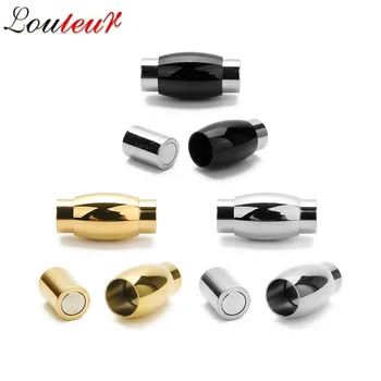 

LOULEUR 2pcs Stainless Steel Magnet Hook Jewelry Findings Fit 6mm Leather Bracelet Magnetic Clasp DIY Jewelry Making