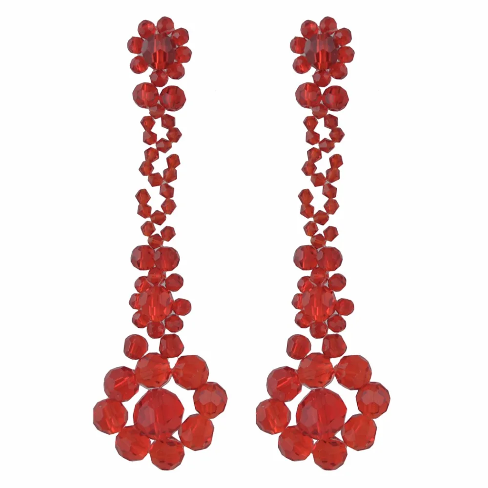 Новые Красные прозрачные черные цветочные серьги, большие акриловые длинные серьги-подвески для женщин, свадебные коктейльные серьги с кисточками в стиле бохо, массивные ювелирные изделия