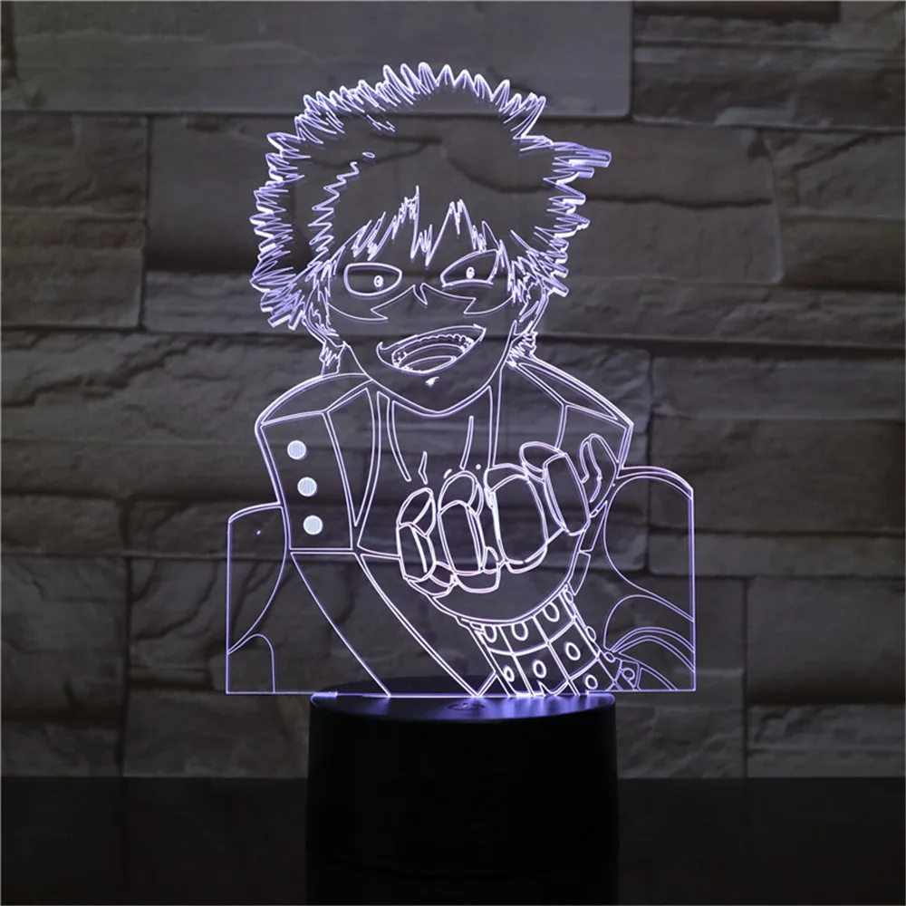 Lamparas My Hero Academy аниме 3D светодиодный ночник Bakugou кацуки экшн-фигурка детские игрушки креативное освещение настольная лампа Декор