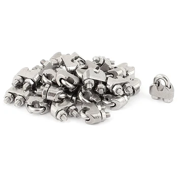 

3mm 1/8 Inch Stainless Steel Wire Rope Cable Clamp Clips 30 Pcs