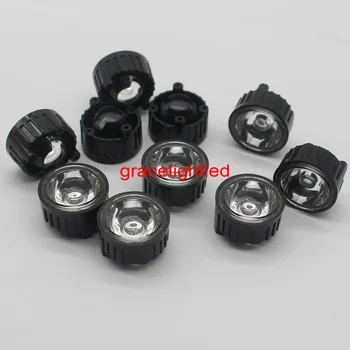 

100pcs 20mm 5/15/20/30/45/60/90/120 degrees LED Lens With Black Holder For 1W 3W 5W High Power LED Lamp Light