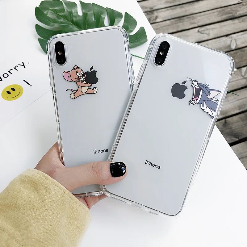 Кошка и мышь едят яблоки для PhoneXs XR Max мобильный телефон оболочки iPhone6 7 8 плюс