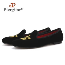 Piergitar/Новинка; женская бархатная обувь с вышивкой в виде короны; женские лоферы для вечеринки и свадьбы; обувь для пары в том же стиле; модная женская обувь на плоской подошве
