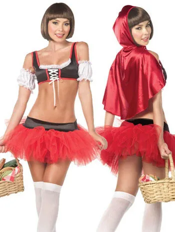 Christmas Halloween Costume Little Red Riding Hooded Fantasy Game Uniforms Cosplay Stage Performances Outfit For Women Girls |