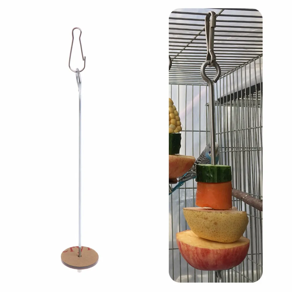 Bird Feeder Parrots Birds Food Holder Support Small Animal Stainless Steel Fruit Spear Stick Meat Skewer