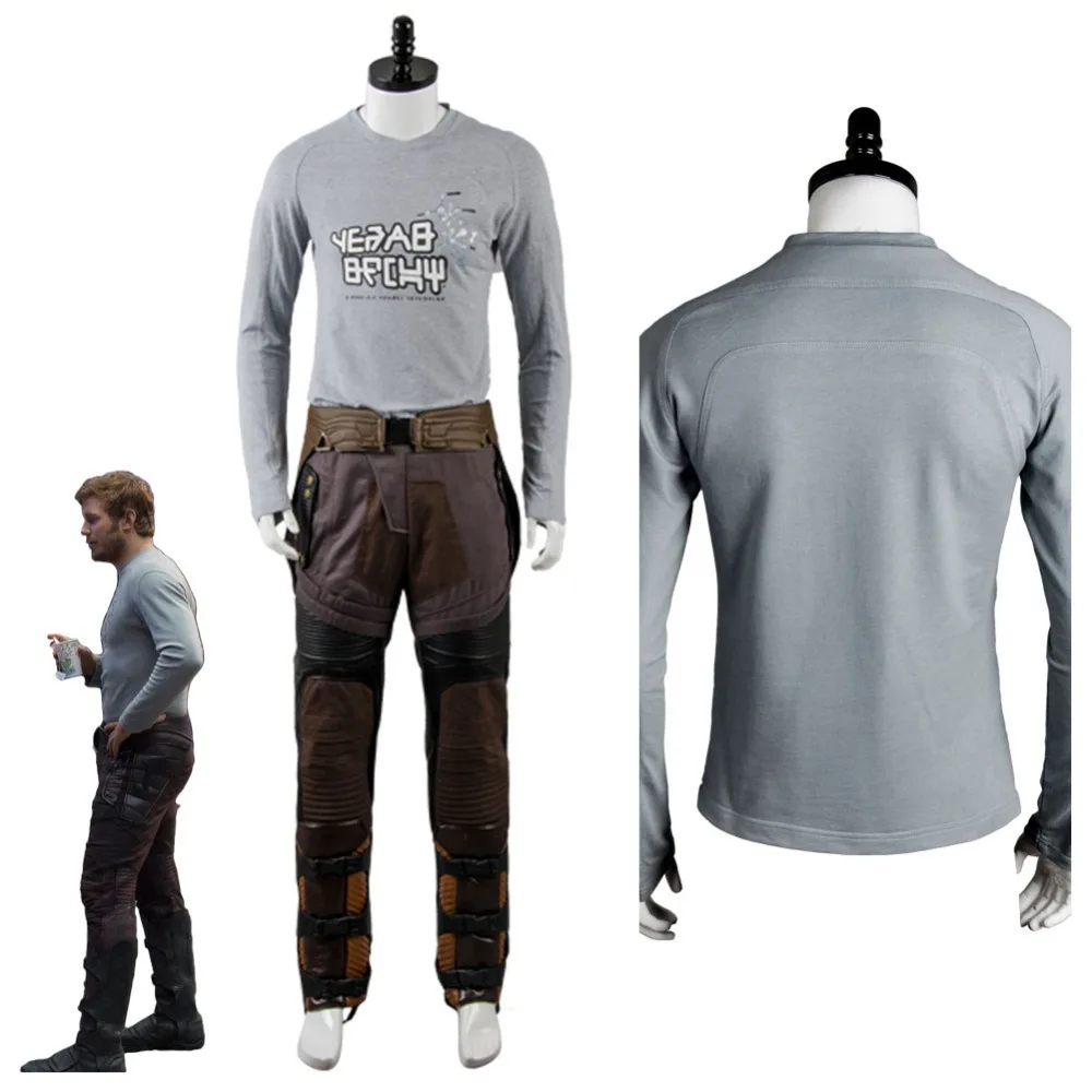 

Cos Guardians of the Galaxy 2 Top Costume Peter Jason Quill Cosplay Star Lord T-shirts Pants Man Long Sleeve Tee Halloween