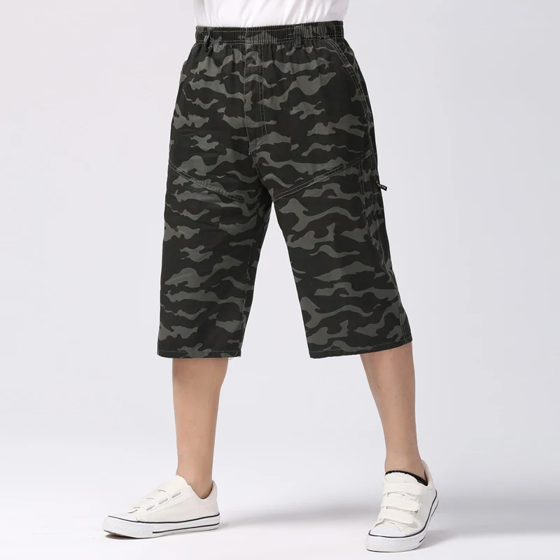 

Men Large Size Elastic Waist Shorts Men Army green Camouflage Casual Shorts Summer Male Beach Loose Short Pants Size 6XL