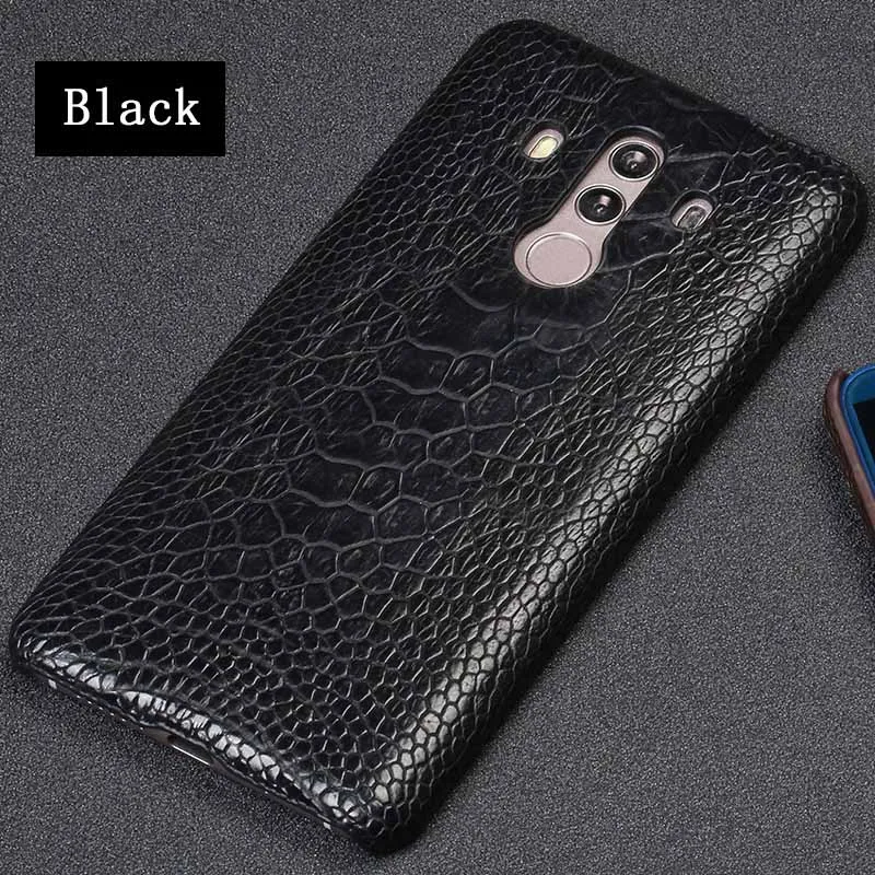 01-Black Роскошный кожаный чехол для телефона huawei P10 Lite p20 P30 Pro чехол s из натуральной кожи страуса для mate 10 20 30 lite P для Honor 8X - Цвет: 01-Black