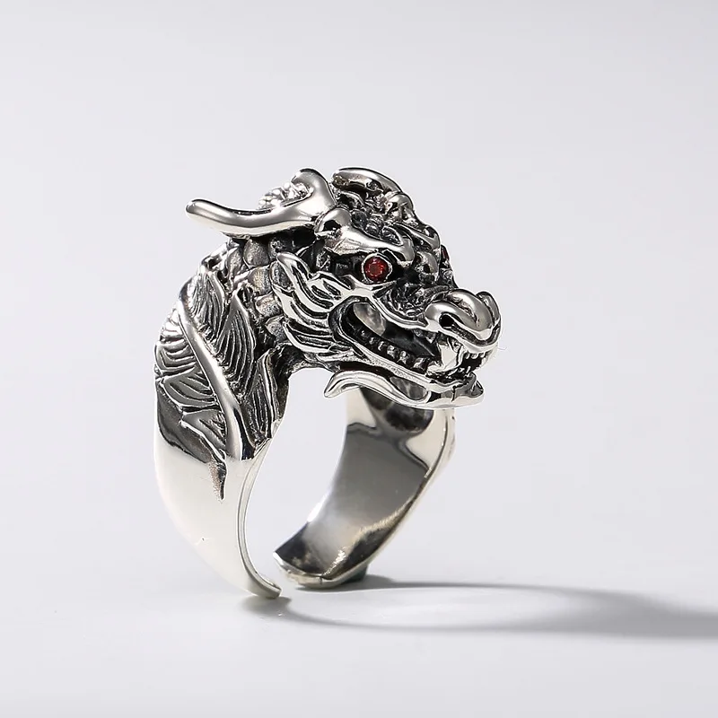 100% чистое серебро 925 пробы ювелирные кольца Панк мужские кольца для женщин специальный подарок на Рождество FR041