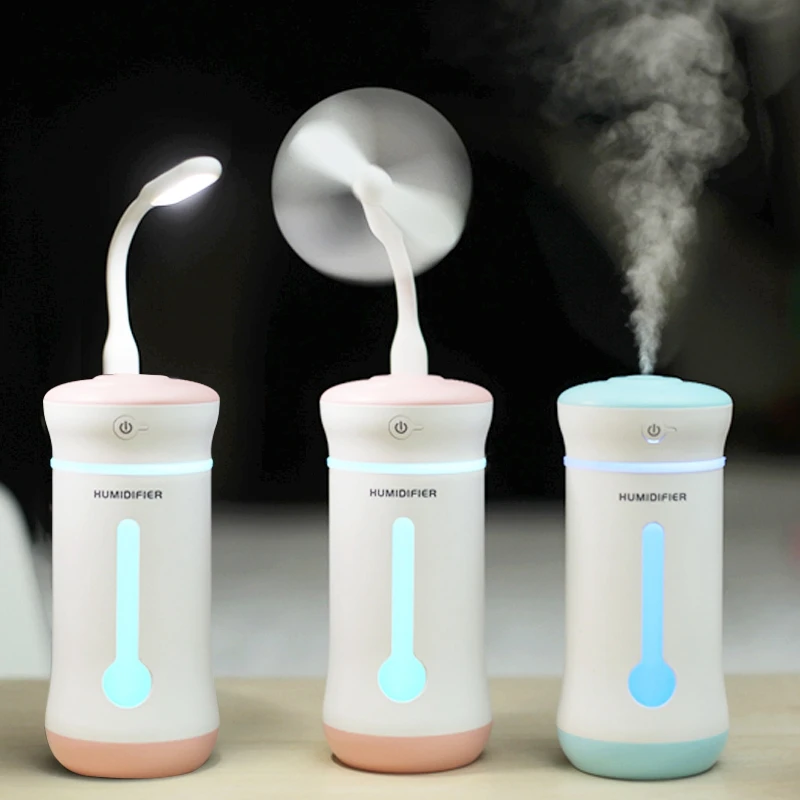 

300ML USB diffuser Colorful humidifier creative mini mute humidifier air humidifier with LED night light USB fan drop Shipping