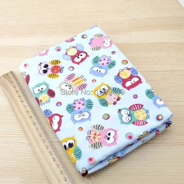 

Syunss Blue Cute Colorful Owl Printed Cotton Fabric Teida DIY Tissue Patchwork Sewing Baby Toy Telas Quilting Textile Tecido