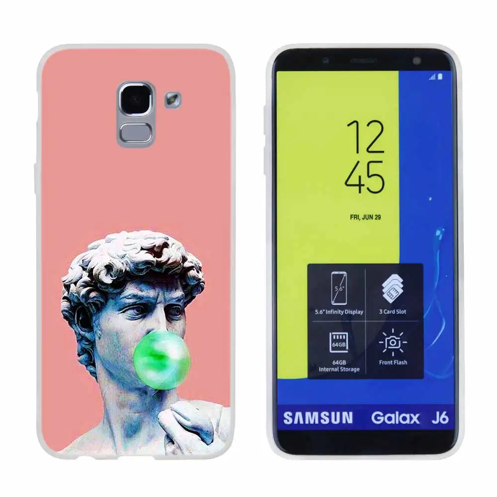 Искусство Дэвид статуя цветок для чехол для телефона samsung Galaxy j6 J8 J7 J5 J3 J4 Plus J610 Prime Мягкий силиконовый чехол - Цвет: Pattern04