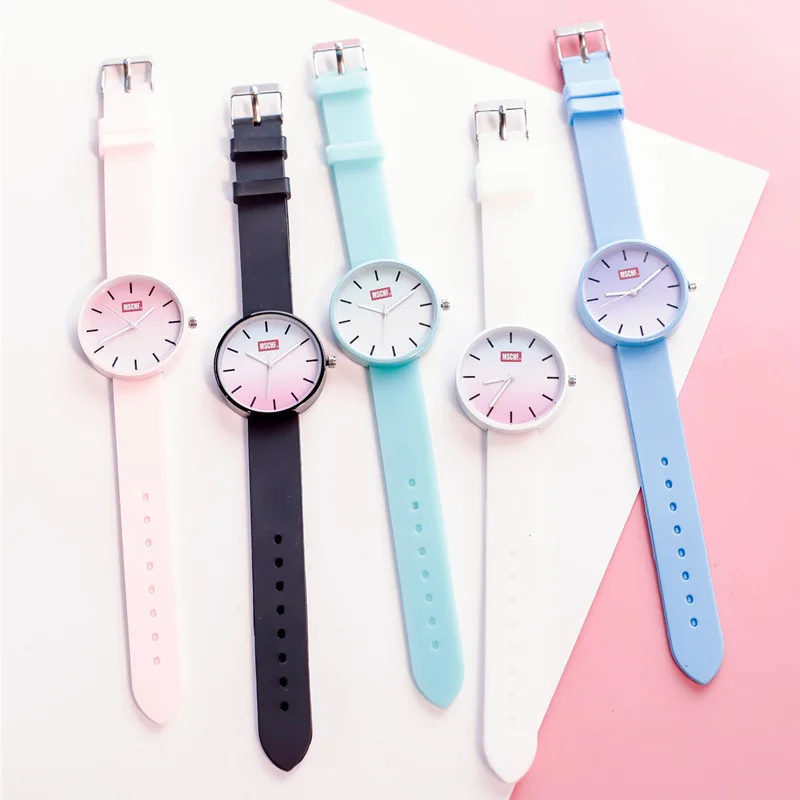 

Korean trend Harajuku style ins cherry watch female pink girl heart Japanese ulzzang student Korean version simple rubber belt