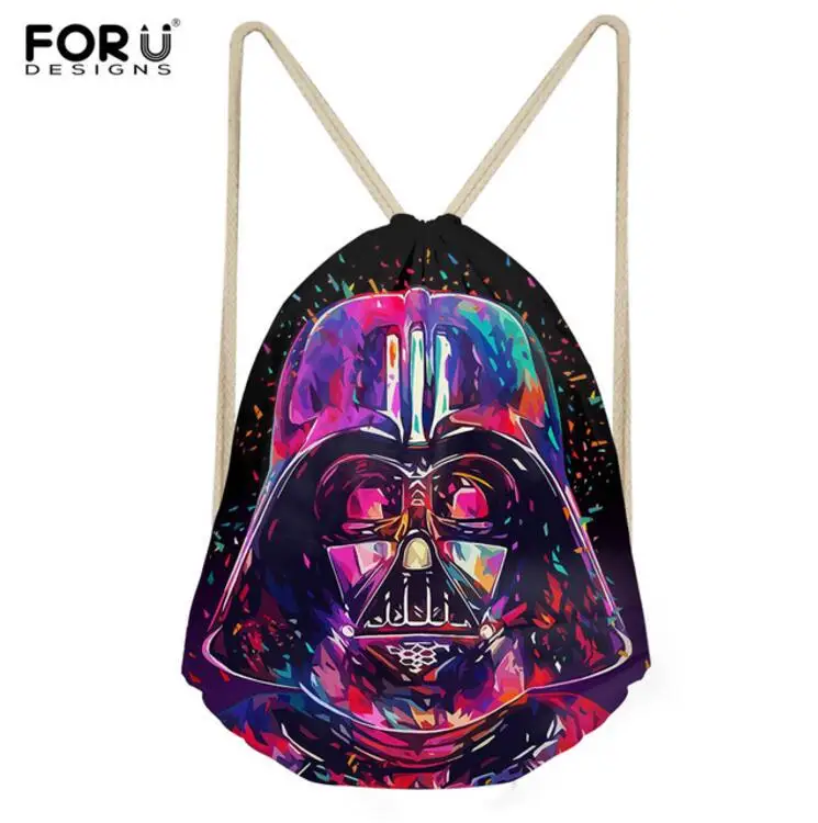 

FORUDESIGNS Star Wars Printed Drawstring Bags Casual Men Small Backpack Cool Travel Daily Mochila for Kid Boy School Bag Daypack