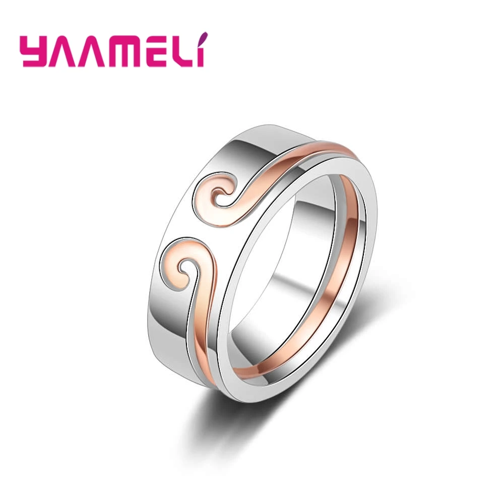 YAAMELI Hot Sale Forever Love Couple Ring Sets 925 Sterling Silver Stackable Promise Jewelry for Women Men Wedding Anniversary
