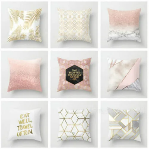 

Gold Shining Printed Polyester Throw Pillow Case Chair Cushion Pillow Cover Home