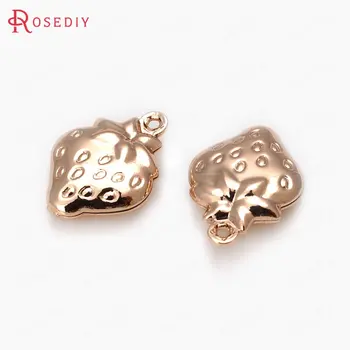 

(31882)10PCS 15*11MM 24K Champagne Gold Color Brass Strawberry Charms Pendants High Quality Diy Jewelry Findings Accessories