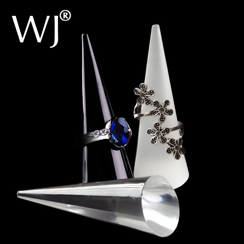 

Wholesale Lot of 10 Dazzling Clear Acrylic Glass Crystal Cone Ring Jewelry Holder Display Stand Organizer Case for Store Counter