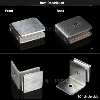 

High Quality 2PCS Stainless Steel Glass Clamps Shower Glass Door Fixed Holder Brackets Glass Clips for 8~12mm Glass