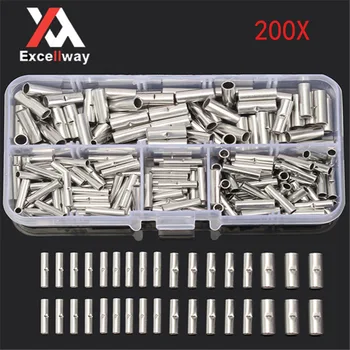 

Excellway TC20 200Pcs Copper Butt Splice Connector Cable Wire Crimp Solder Terminals 22-10AWG Tinned Crimp Terminal Kit