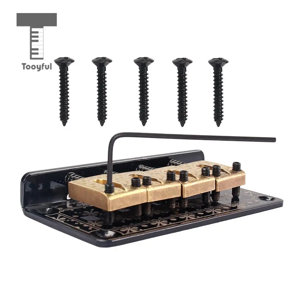 Tooyful Exquisite 1 Set 4 String Guitar Saddle Bridge Hardtail for Cigar Box Guitar ReplacementParts Black