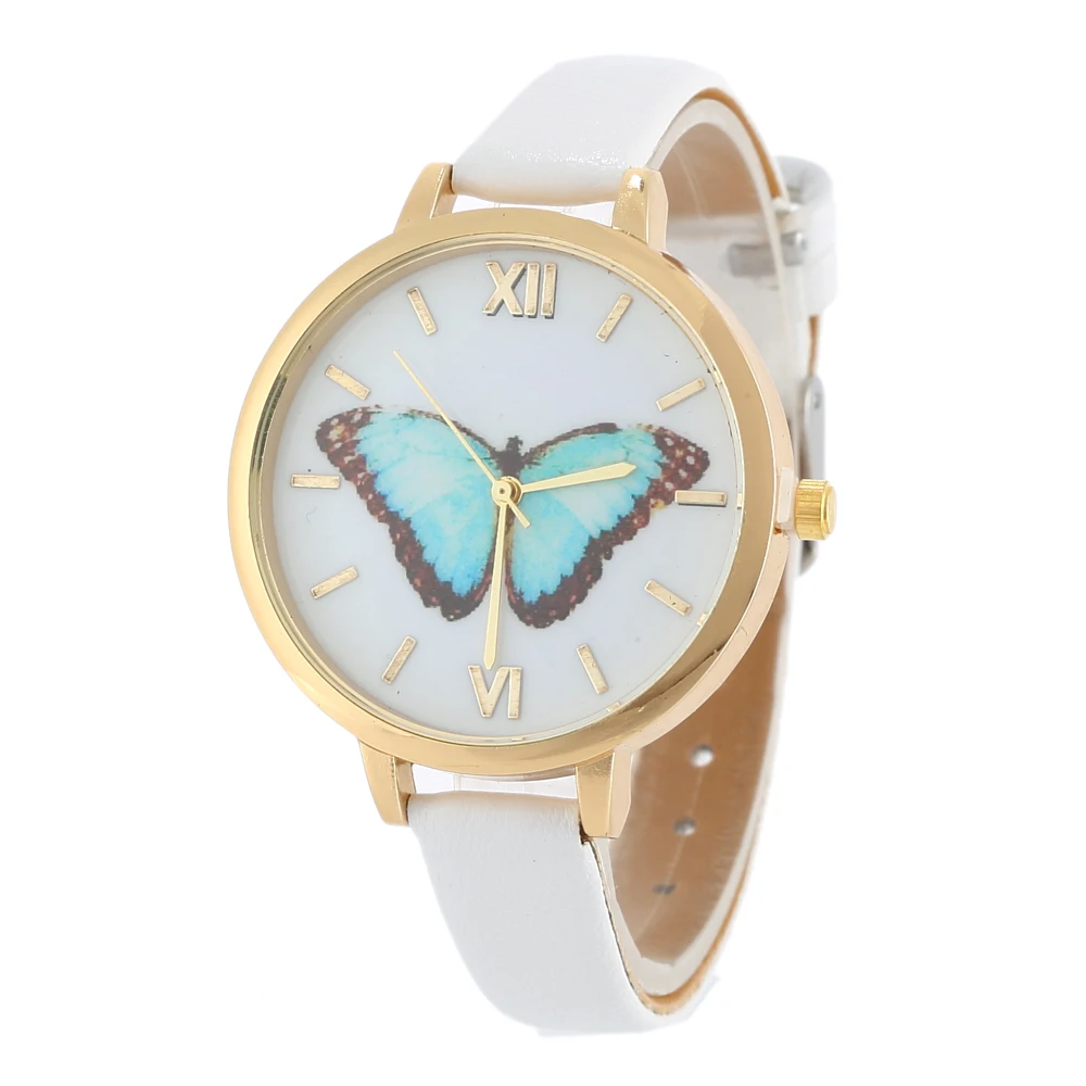 

Hot Sale Ladies Color Butterfly Casual Quartz Watch Female Leather Strap Fashion Luxury Women Wrist Watch Girl Clock For Dress
