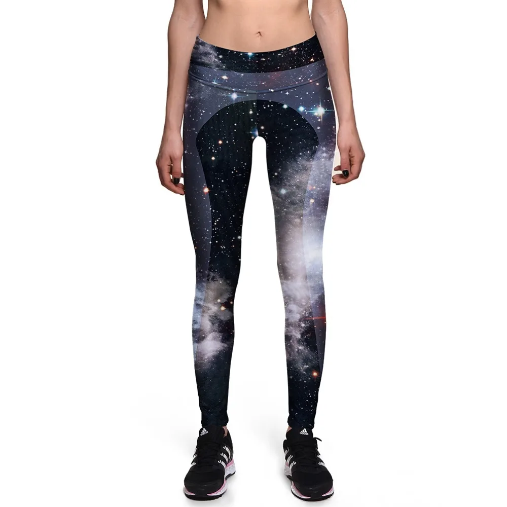 NEW 0031 Fashion Sexy Girl Women Star sky Galaxy Black 3D Prints High Waist Workout font
