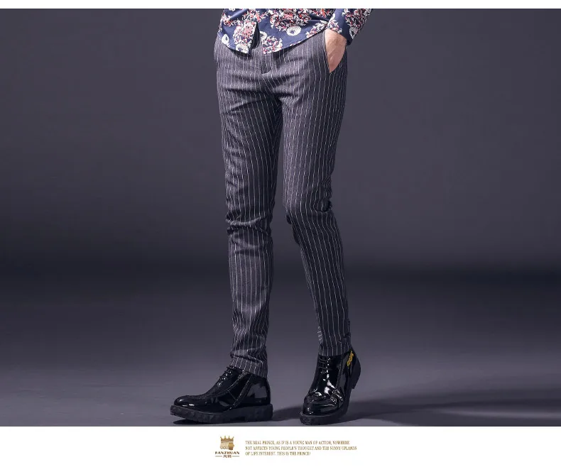 Fanzhuan/, Новые повседневные мужские штаны года, весенние эластичные штаны в полоску, имитация джинсовой ткани, деловые брюки 818015