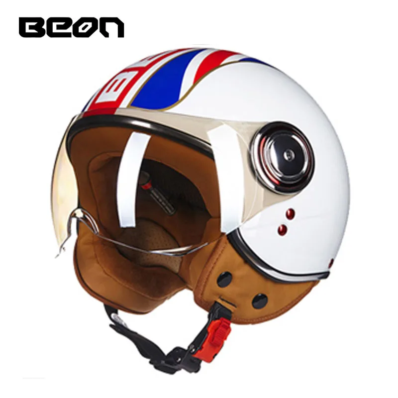 Мода BEON B-110B moto cross открытый шлем для мужчин и женщин, moto rcycle moto электрический велосипедный защитный шлем scoote dirt bike - Цвет: white red blue