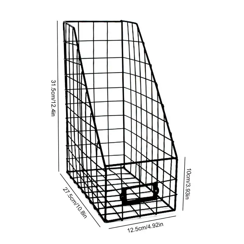 Нордический кованый Настольный стеллаж для хранения книжная полка для документов журнал органайзер для офиса украшения дома кухня ванная комната корзина - Цвет: Black