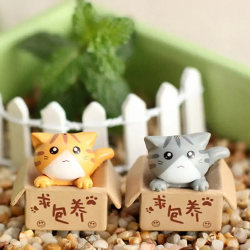

4 Pcs New Home Decors Cartoon Lazy Cats For Micro Landscape Kitten Microlandschaft Pot Culture Tools Garden Decorations