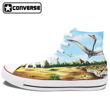 Mens Womens Converse All Star Skateboarding Shoes Hand Painted Dinosaurs High Top Canvas Sneakers Waterproof Painting Gifts