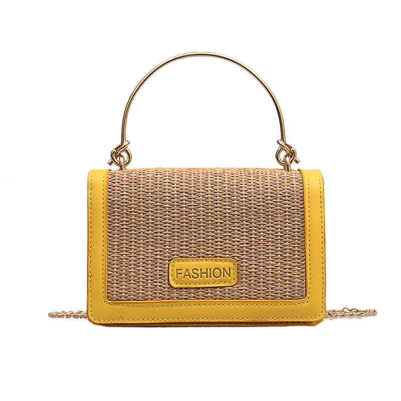 

Straw small bag female new foreign air woven small square bag girl wild chain sling shoulder bag