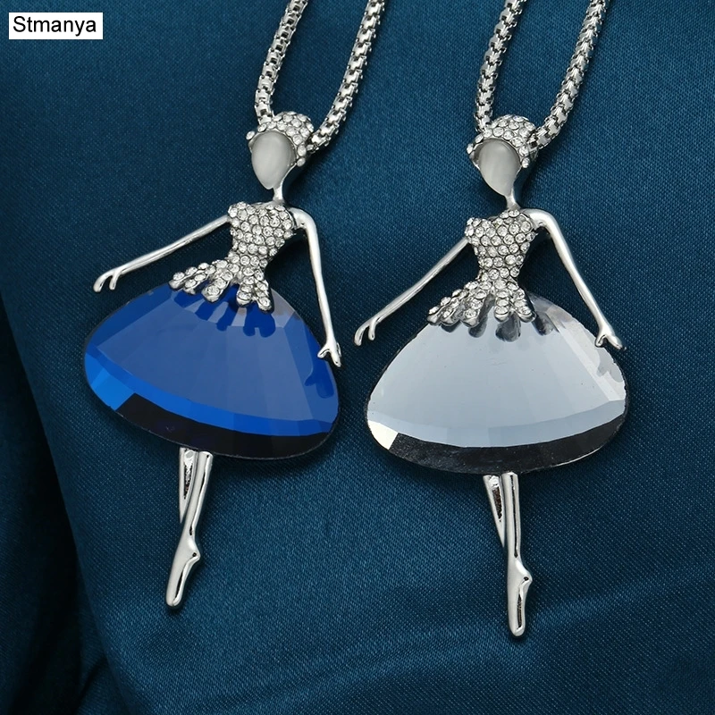 

Hot Fashion Women crystal Necklace Crystal Ballet Girl Pendant Party Gift Jewelrty N1136