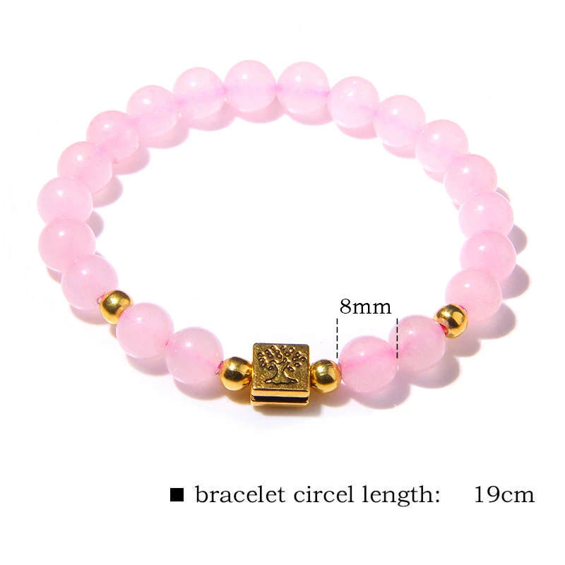 Розовый браслет с кристаллами из розового золота и серебра, браслеты с бусинами, розовые кварцевые браслеты, браслет для женщин и девушек, подарок