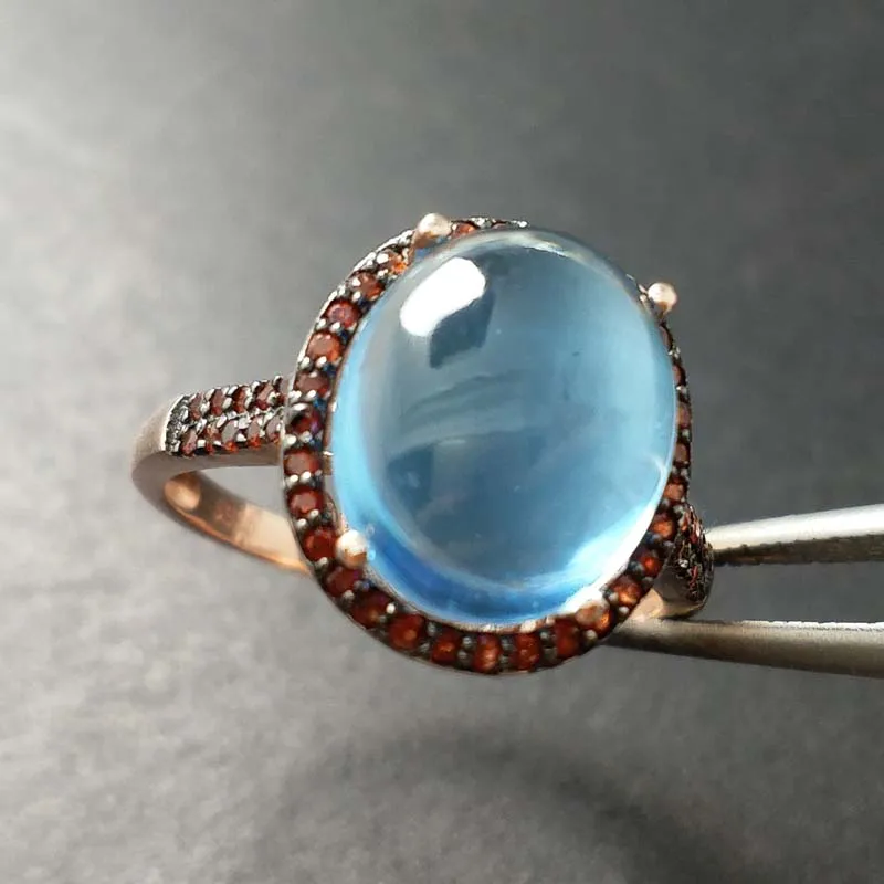 FLZB, большой размер, натуральный 6,8 карат, небесно-голубой топаз, ov10* 12, Женское кольцо с драгоценным камнем, серебро 925 пробы, с натуральным гранатом, маленький камень