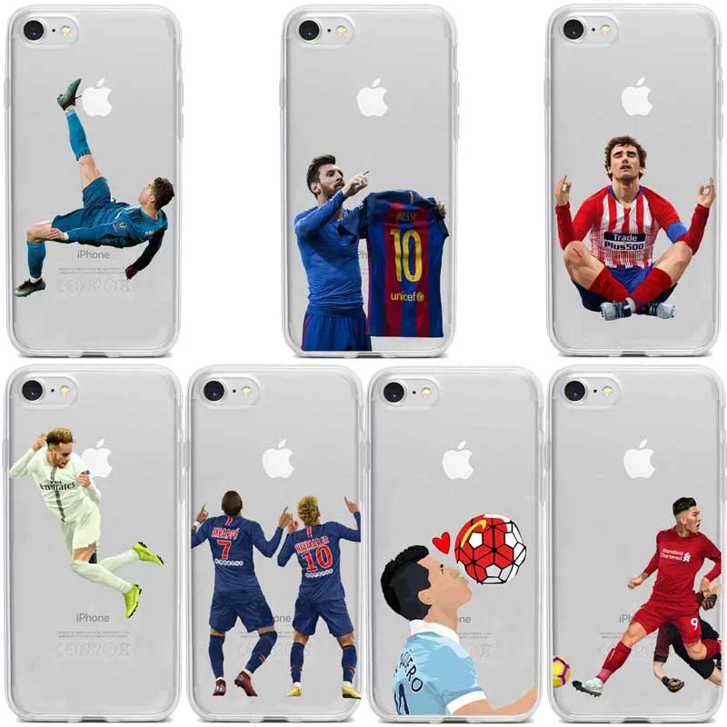 Griezmann Mbappe Asensio SR4 Salah Modic Aguero Bruyne Cristiano Ronaldo Neymar CR7 Football Casos para iphone 5 6 7 8 X Plus