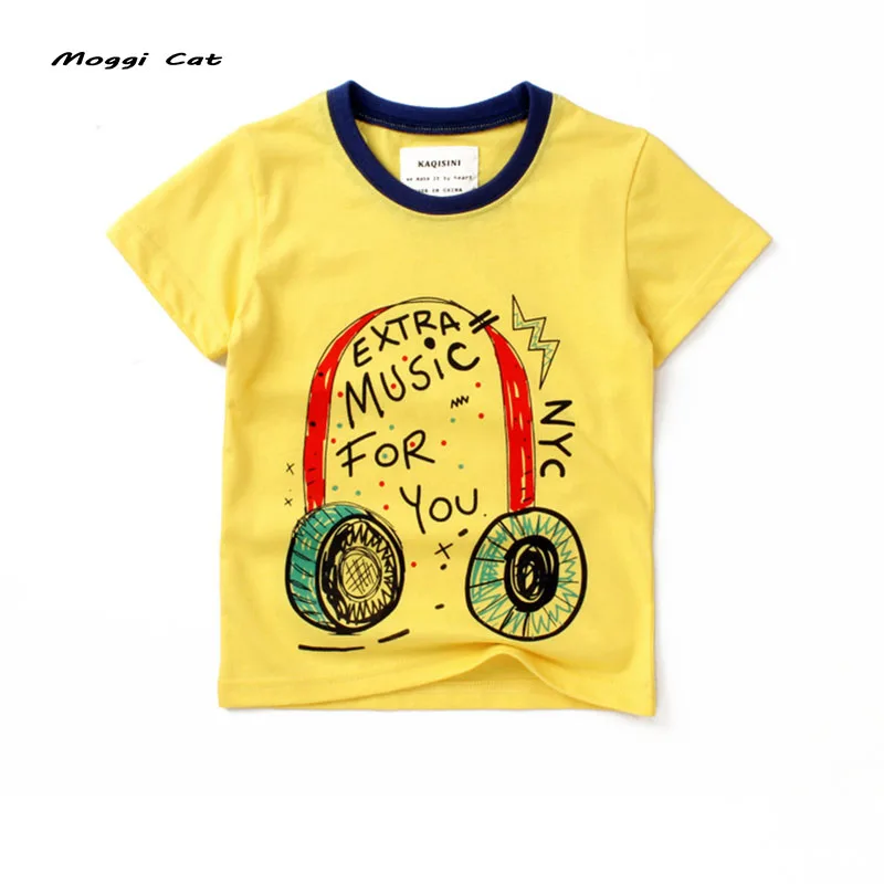 Moggi Cat Fashion Short Sleeves T-Shirts For Boys Girls Music T Shirt Kids Baby Girl Tops 3-7 Years Design Cotton T shirt (1)