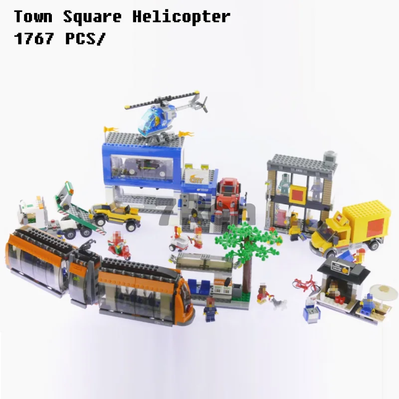 

Models building toy 02038 1767pcs Town Square Helicopter Model Building Blocks Compatible with lego City 60097 toys & hobbies