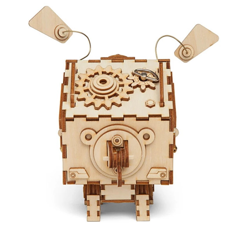 

Puzzle DIY Music Box Movement Wooden dogs Model Architecture Model Building Kits Assembly toys 2 in1 craft Funny Christmas gift