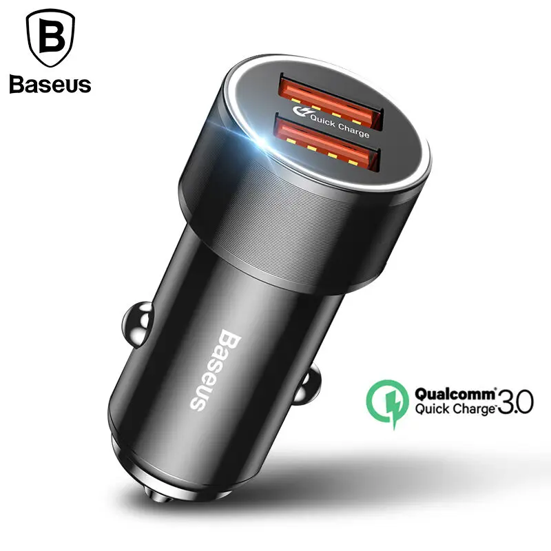 Baseus 36W Dual USB Quick Charge QC 3.0 Car Charger For iPhone USB Type-C PD Fast Charger Mobile Phone Quick Charger Car-Charger
