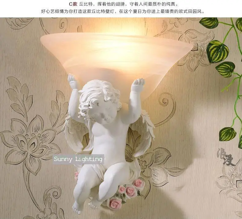 Современная ванная комната Led Смола Ангел настенный светильник+ стеклянный рассеиватель абажур креативный проходной лестницы прикроватный настенный светильник бра
