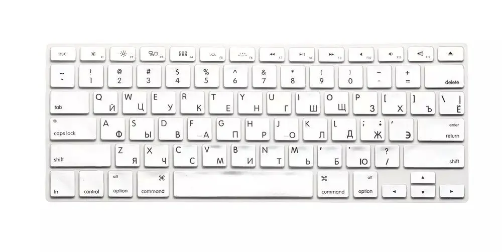 Русские буквы клавиатура протектор для Macbook Air Pro retina 1" 15" 1" ноутбук Кожа Чехлы для Mac book 13 15 US версия - Цвет: Silver