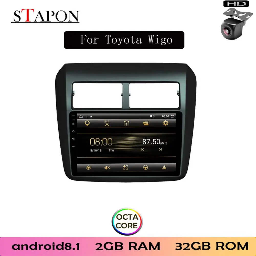 

STAPON 9inch for Toyota Wigo 2012-16 Android 8.1 2GBRAM OCTA CORE Car DVD MP5 Multimedia Player with RDS Wifi GPS