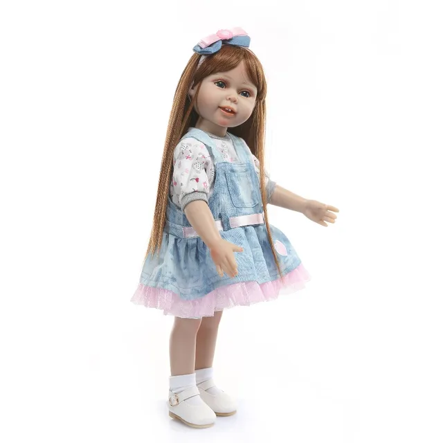 Muñeca americana de cuerpo completo de silicona para niñas, muñeca bonita de pelo kanekalon largo de 18 pulgadas, 45cm Muñeca americana de cuerpo completo de silicona para niñas, muñeca bonita de pelo kanekalon largo de 18 pulgadas, 45cm