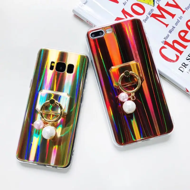 Для iPhone 6 s 7 8 plus X XS MAX XR для Samsung galaxy s6 s7 edge s8 s9 note 9 Блестящий лазерный чехол телефона|