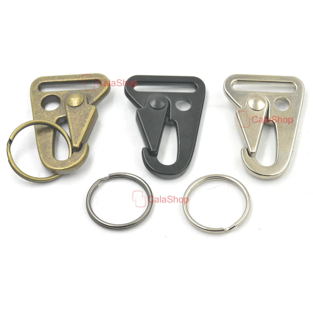 

5 Sets / Lot 25mm 1" Olecranon Hook Sling Clips Triglides Spring Gate Snap for Bag Webbing Strap Buckles With Keyring