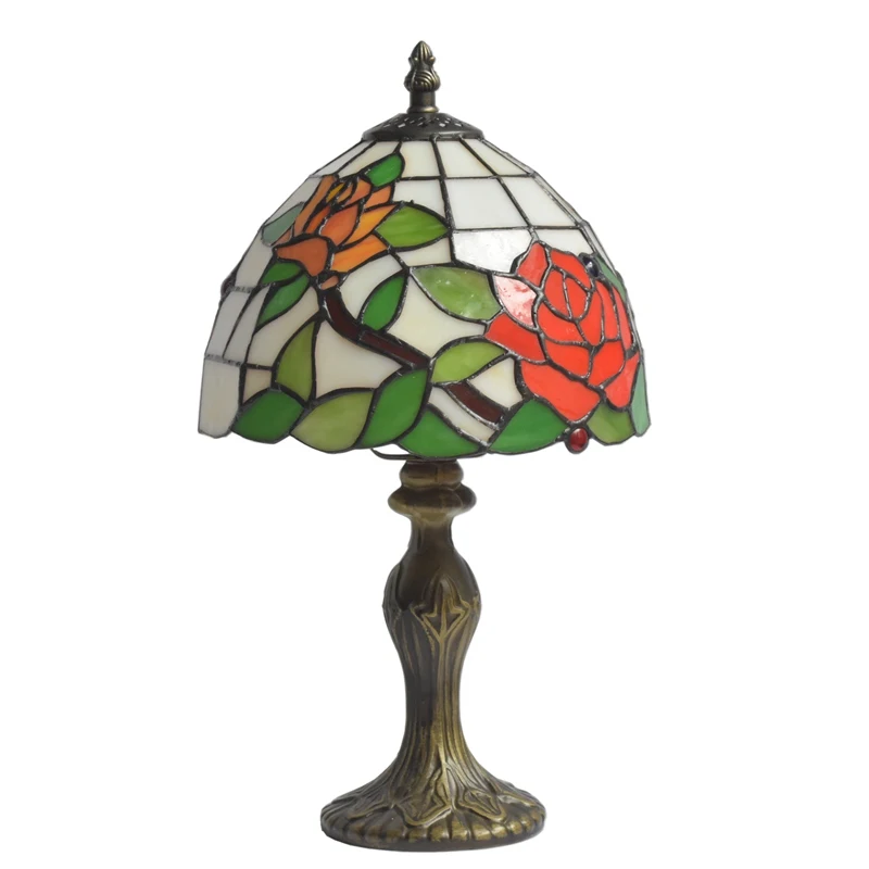  Tiffany Style Lamps Floral Night Light 8 inches Small Stained Glass Desk Table Lamp Lighting 15 Inc