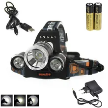 BORUIT 5000Lm 3X XM-L T6+ 2 R5 светодиодный налобный фонарь Налобный осветитель Фонарик лампы 18650 Перезаряжаемые Батарея AC/USB Зарядное устройство
