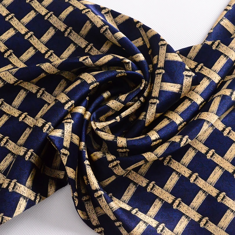[BYSIFA] темно-синие золотые клетчатые мужские шелковые шарфы, модные аксессуары на осень и зиму, мужские длинные шарфы из чистого шелка, галстук 160*26 см